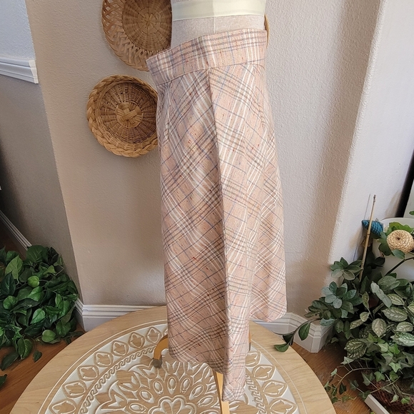 Vintage Summit Plaid A-Line Skirt in Peach and Tan Sz 14 - Picture 3 of 8